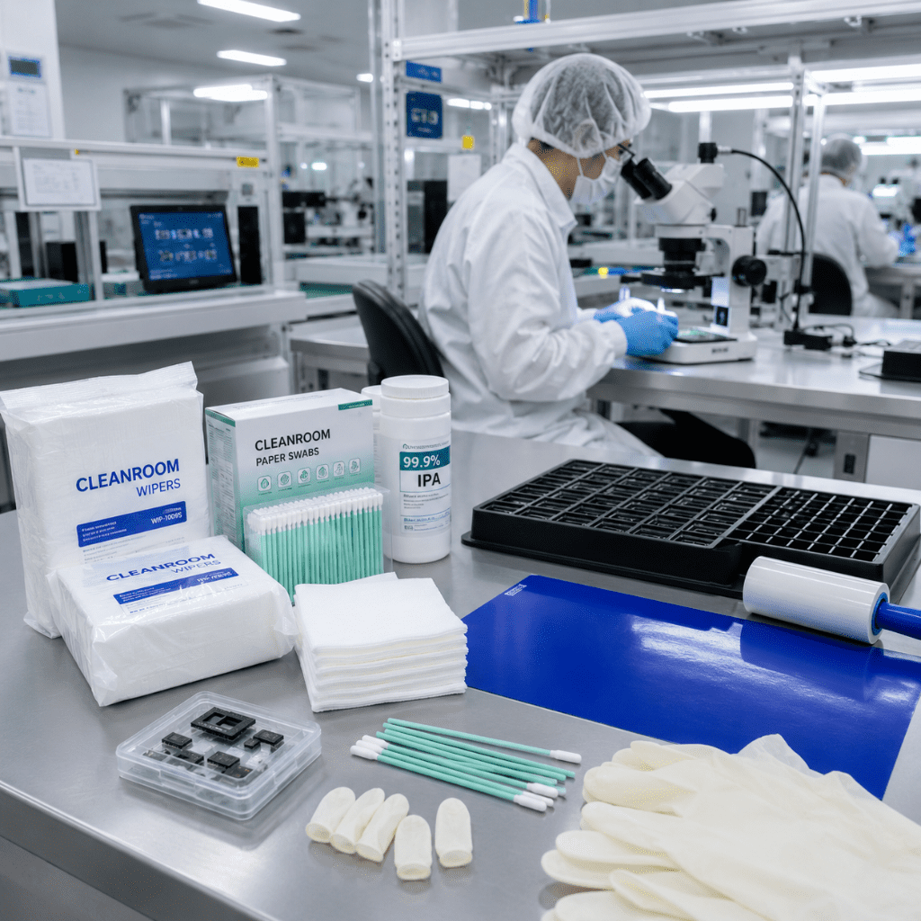 High-tech cleanroom workspace in action
