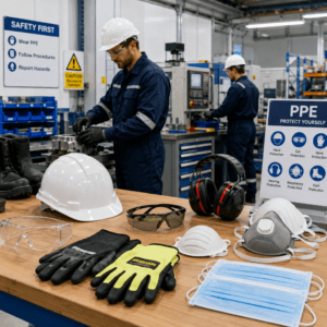 Industrial workshop with PPE focus